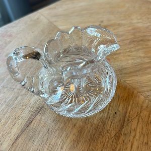Vintage Cut Glass Creamer Server With spiral at base Sawtooth Edge